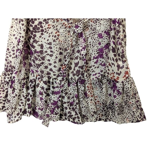 Belle Du Jour Women size XL Purple Sheer Rave Flutter Ruffle Disco Flowy Dress - Picture 4 of 15